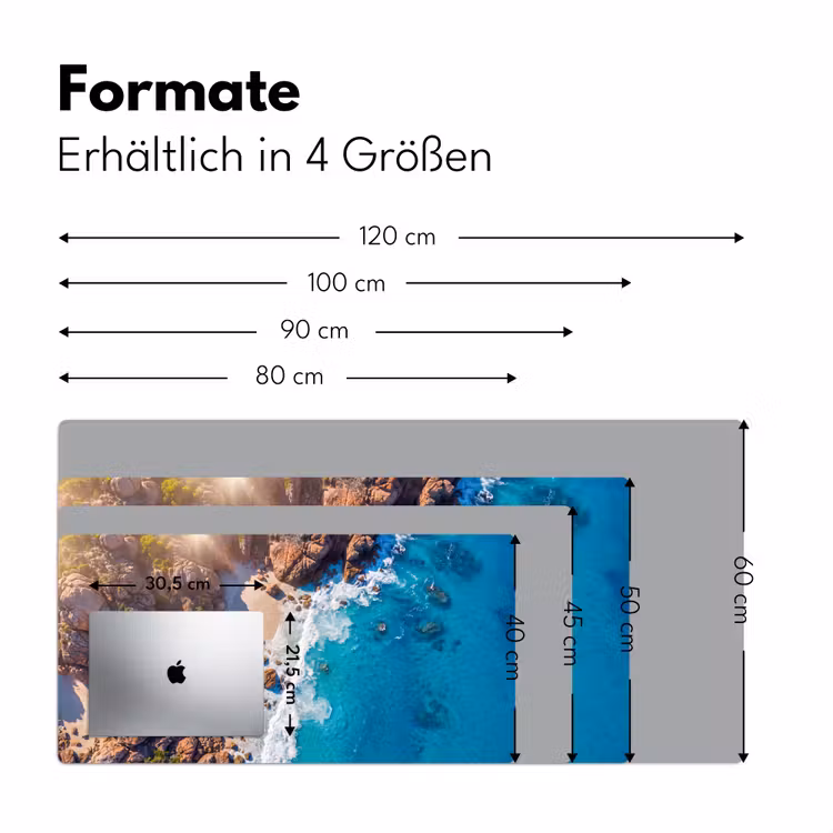Strand - Zee - Rotsen - Natuur - Blauw Muismat XXL klein -ysfeer5_duits