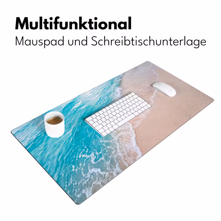 Strand - Zee - Golf - Natuur - Blauw Muismat XXL klein -ysfeer4_duits