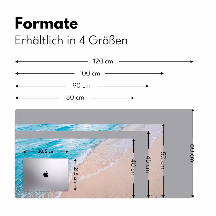 Strand - Zee - Golf - Natuur - Blauw Muismat XXL klein -ysfeer5_duits