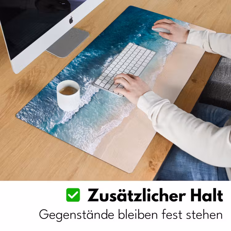 Strand - Zee - Golven - Natuur - Blauw Muismat XXL klein -ysfeer3_duits