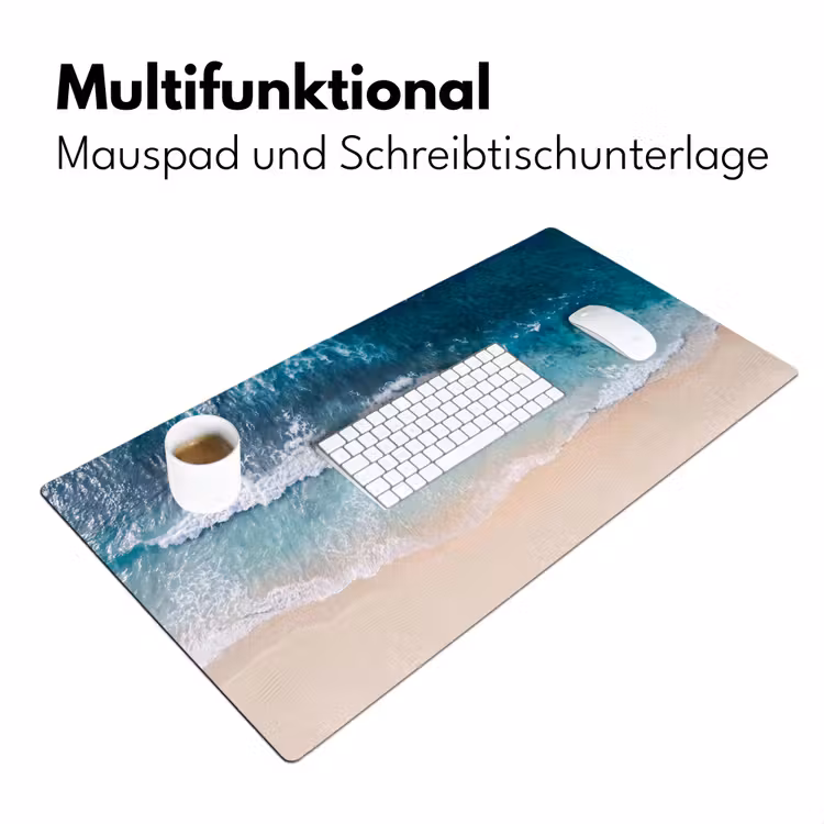 Strand - Zee - Golven - Natuur - Blauw Muismat XXL klein -ysfeer4_duits