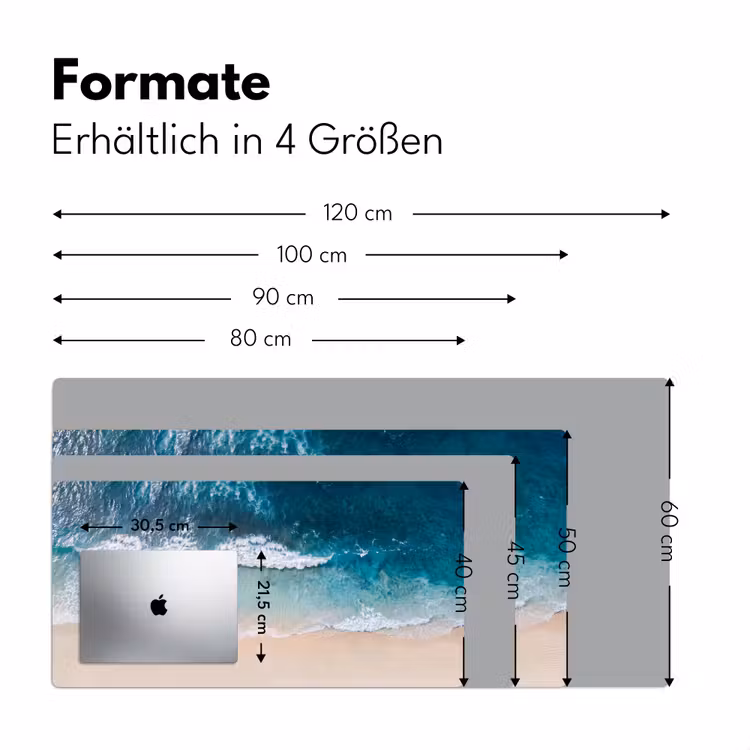 Strand - Zee - Golven - Natuur - Blauw Muismat XXL klein -ysfeer5_duits