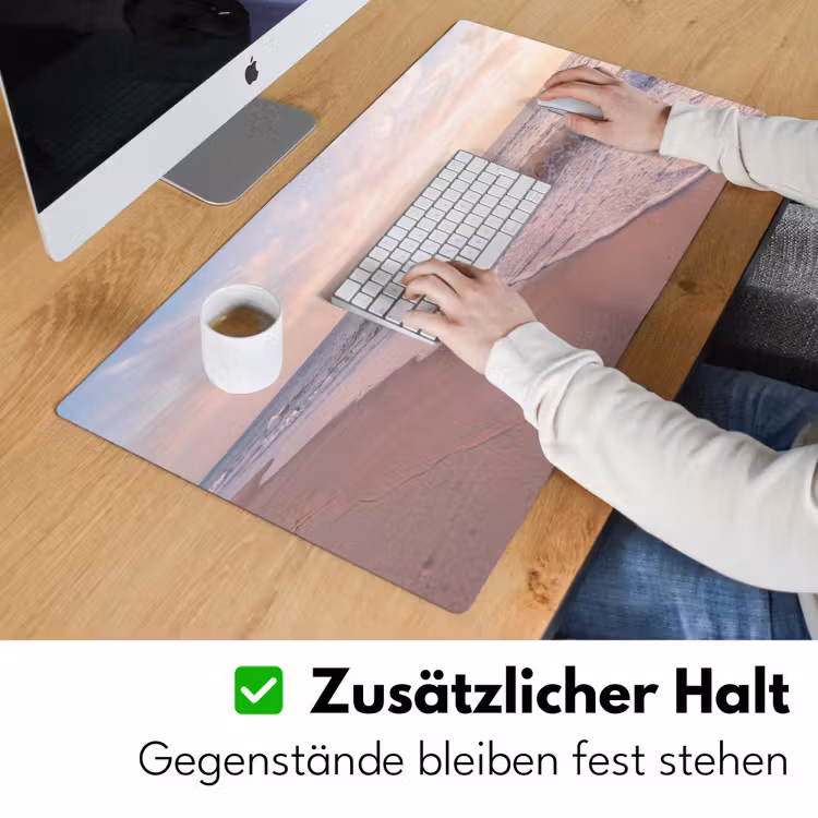 Schreibtischunterlage - Strand – Meer – Wellen – Natur – Sonnenuntergang - Strand - Zee - Golven - Natuur - Zonsondergang Muismat XXL klein