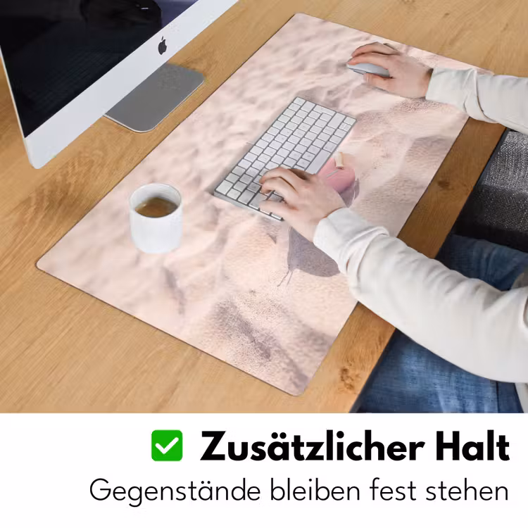 Schreibtischunterlage - Strand – Muscheln – Sommer – Rosa – Dekoration - Strand - Schelpen - Zomer - Roze - Decoratie Muismat XXL klein
