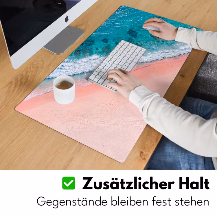 Strand - Oceaan - Golven - Roze Zand - Natuur Muismat XXL klein -ysfeer3_duits