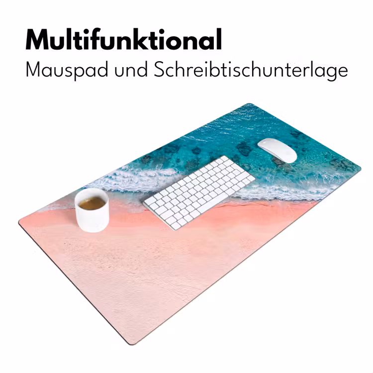 Strand - Oceaan - Golven - Roze Zand - Natuur Muismat XXL klein -ysfeer4_duits