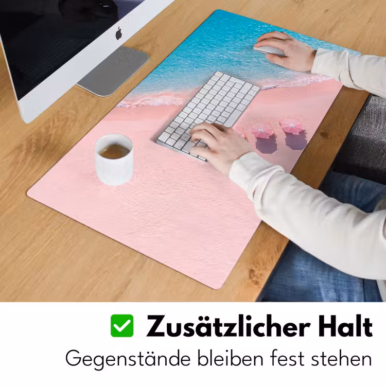 Schreibtischunterlage - Strand – Rosa Sand – Meer – Sommer – Natur - Strand - Roze zand - Zee - Zomer - Natuur Muismat XXL klein