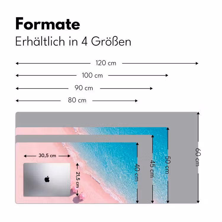 Schreibtischunterlage - Strand – Rosa Sand – Meer – Sommer – Natur - Strand - Roze zand - Zee - Zomer - Natuur Muismat XXL klein