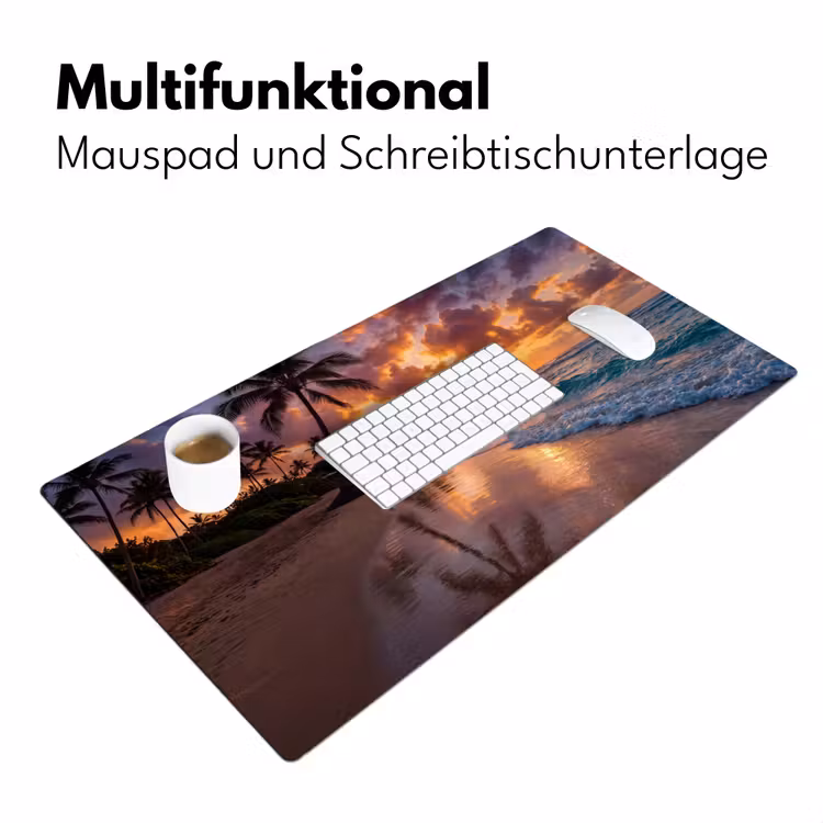 Strand - Zonsopgang - Tropisch - Natuur - Oranje Muismat XXL klein -ysfeer4_duits
