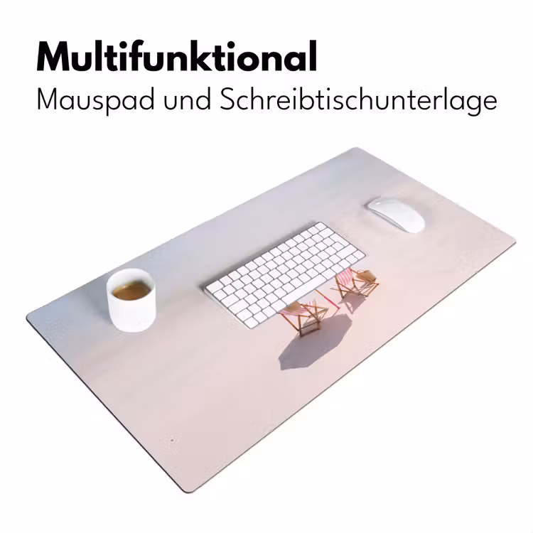 Schreibtischunterlage - Strand – Sonnenschirm – Liegestuhl – Sommer – Rosa - Strand - Parasol - Ligstoel - Zomer - Roze Muismat XXL klein