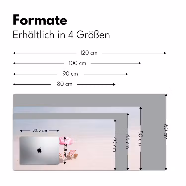 Schreibtischunterlage - Strand – Sonnenschirm – Liegestuhl – Sommer – Rosa - Strand - Parasol - Ligstoel - Zomer - Roze Muismat XXL klein