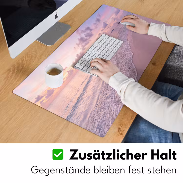 Schreibtischunterlage - Strand – Sonnenuntergang – Natur – Minimalistisch – Rosa — 3