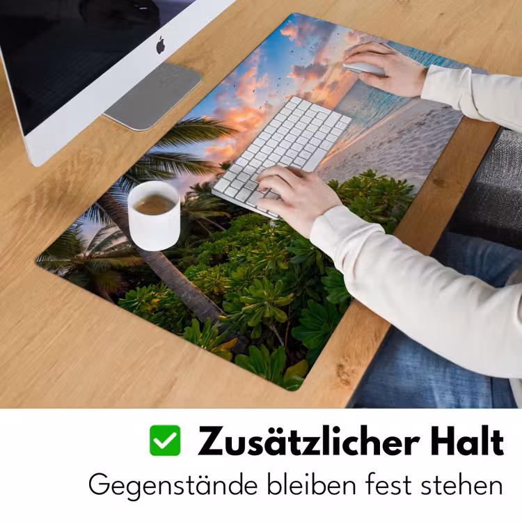 Strand - Zonsondergang - Palmbomen - Tropisch - Natuur Muismat XXL klein -ysfeer3_duits