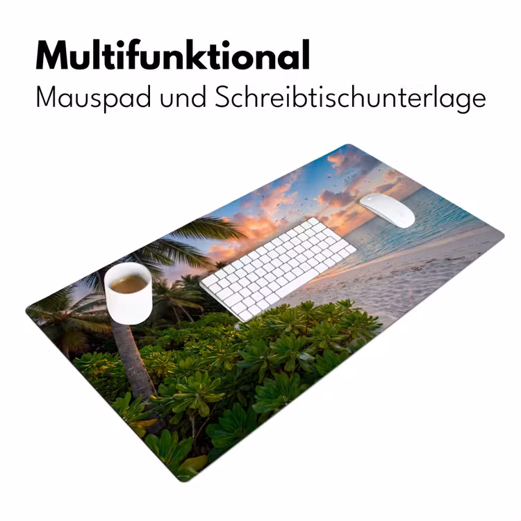 Strand - Zonsondergang - Palmbomen - Tropisch - Natuur Muismat XXL klein -ysfeer4_duits