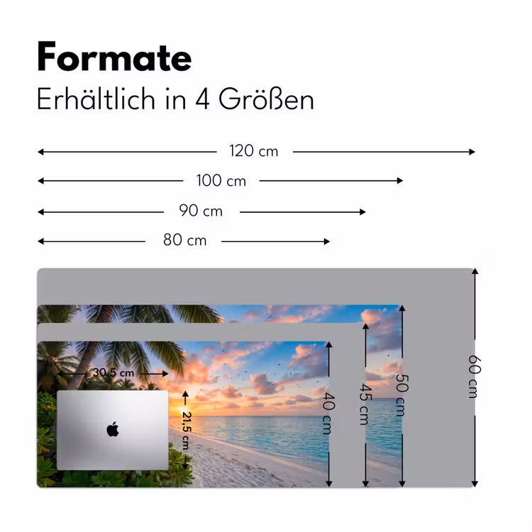 Strand - Zonsondergang - Palmbomen - Tropisch - Natuur Muismat XXL klein -ysfeer5_duits