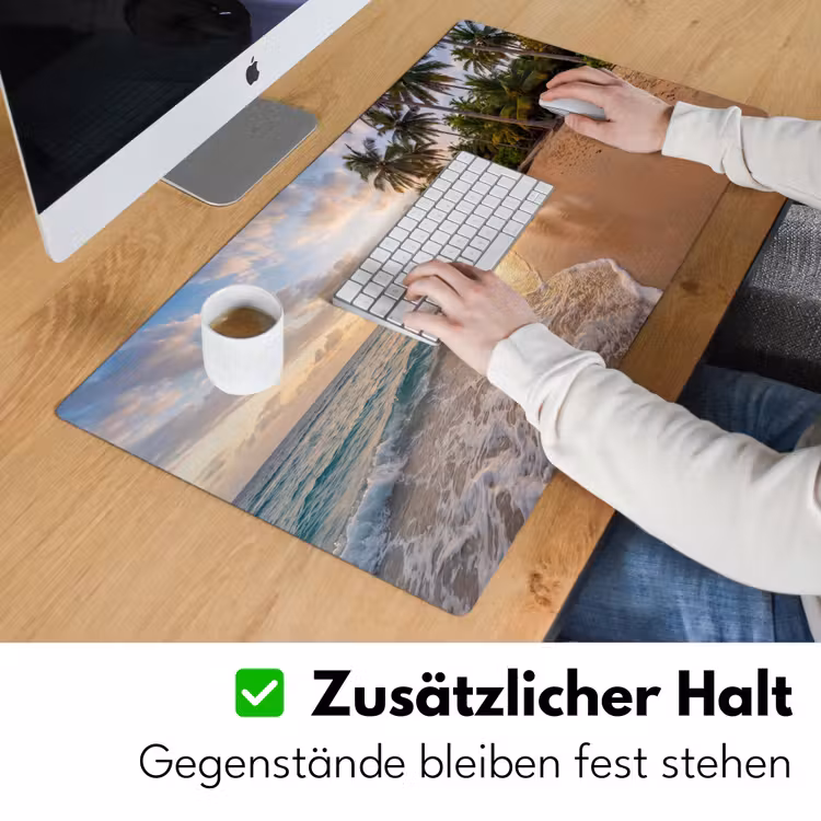 Strand - Zonsondergang - Tropisch - Natuur - Goud Muismat XXL klein -ysfeer3_duits