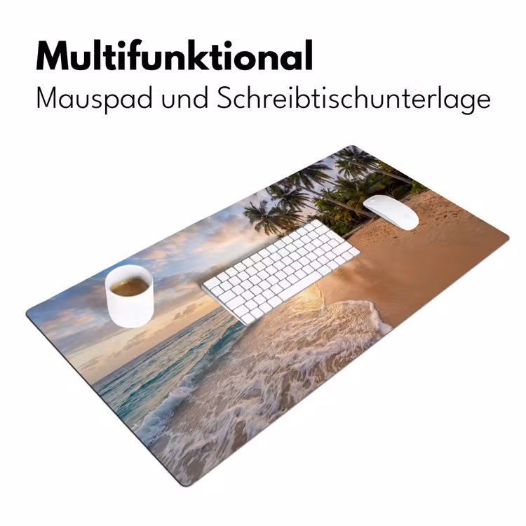 Strand - Zonsondergang - Tropisch - Natuur - Goud Muismat XXL klein -ysfeer4_duits