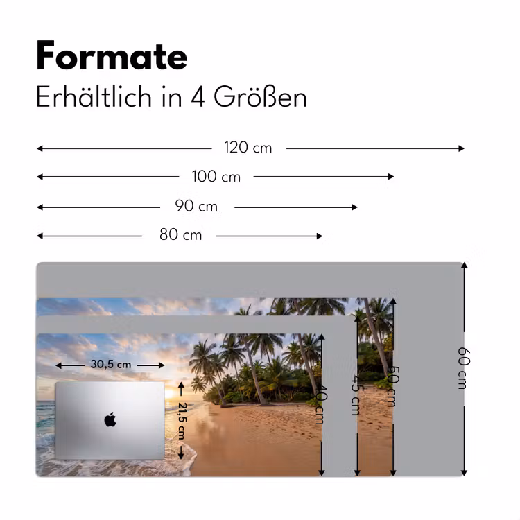 Strand - Zonsondergang - Tropisch - Natuur - Goud Muismat XXL klein -ysfeer5_duits