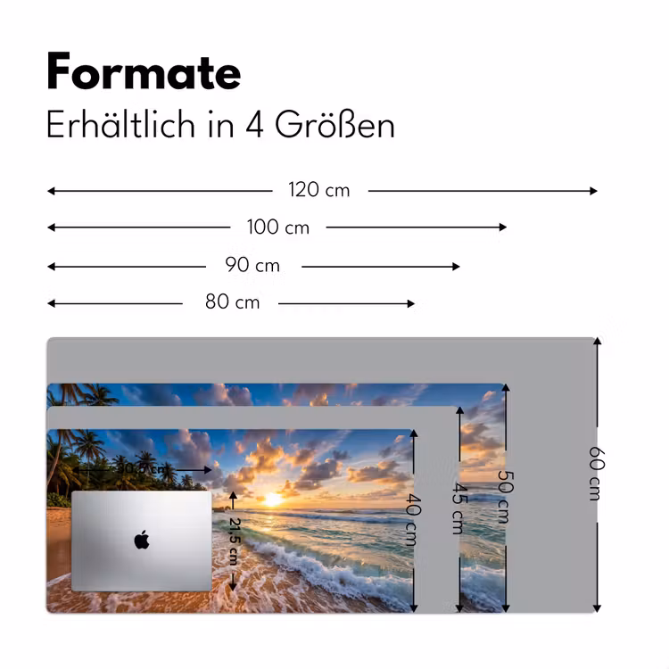 Strand - Zonsondergang - Golven - Natuur - Goud Muismat XXL klein -ysfeer5_duits