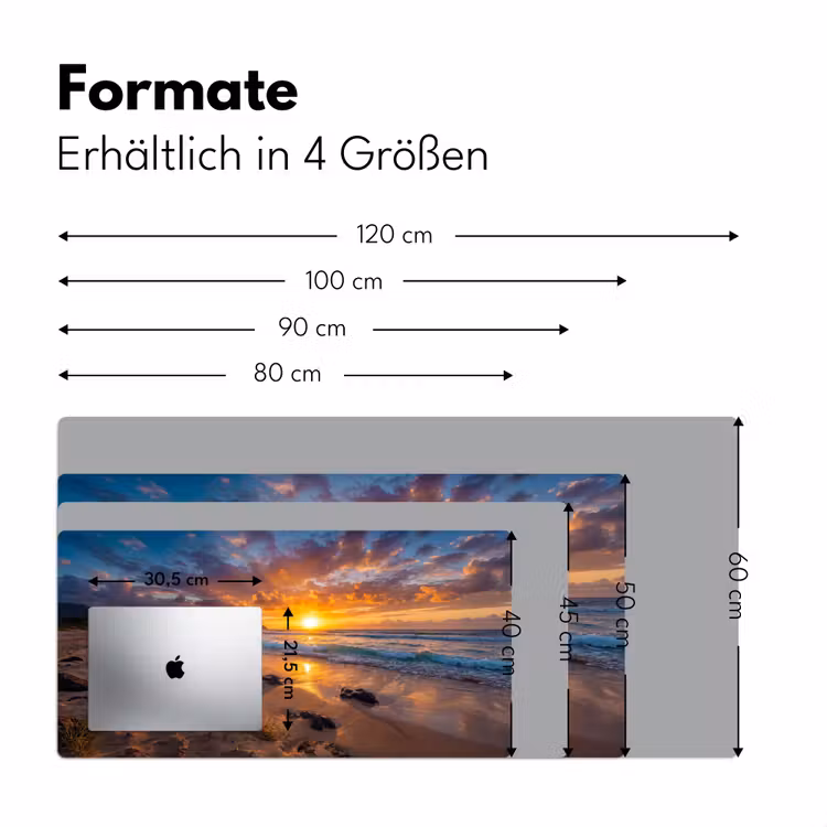 Strand - Zonsondergang - Golven - Natuur - Oranje Muismat XXL klein -ysfeer5_duits