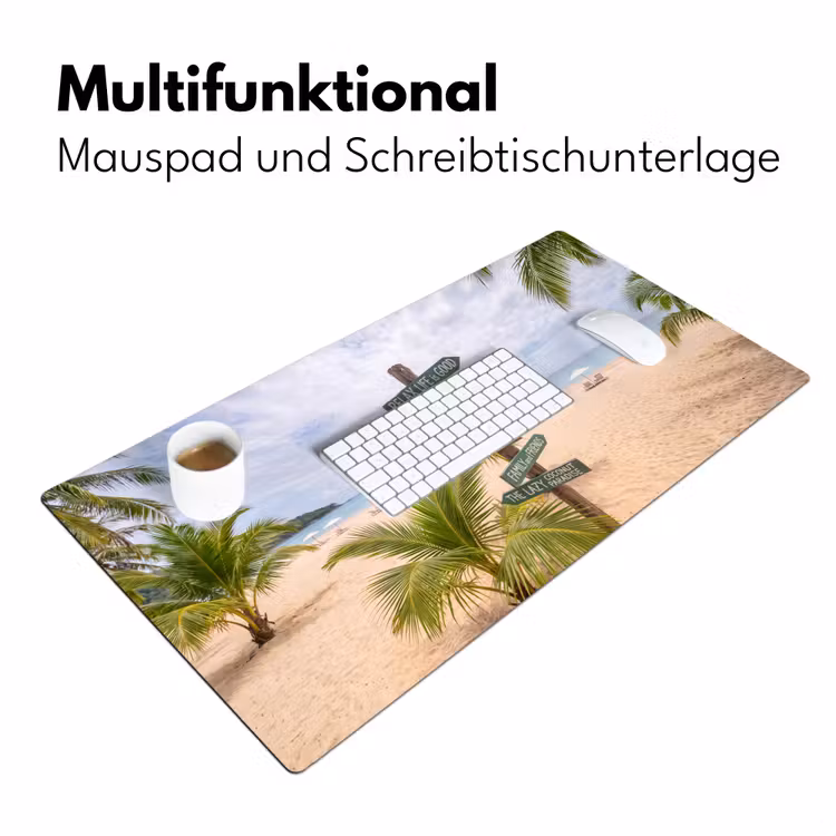Strand - Wegwijzer - Palmen - Tropisch - Groen Muismat XXL klein -ysfeer4_duits