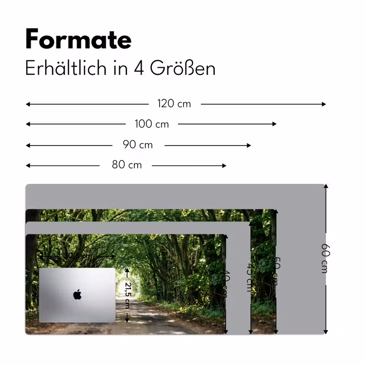 Weg - Bomen - Natuur - Groen Muismat XXL klein -ysfeer5_duits