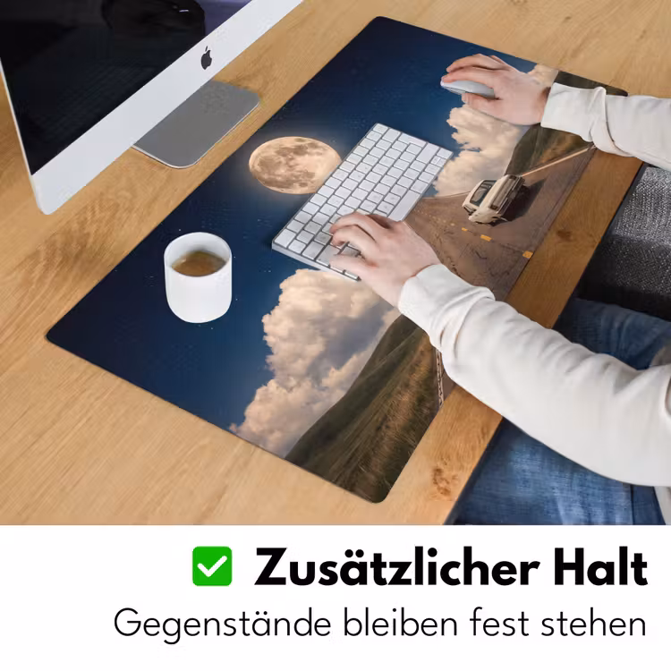 Schreibtischunterlage - Straße – Mond – Nacht - Weg - Maan - Nacht Muismat XXL klein