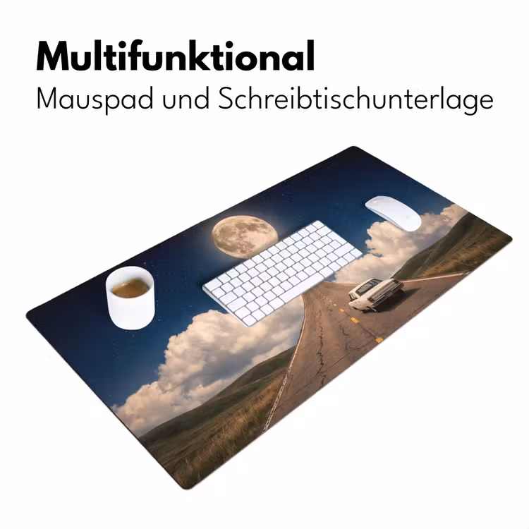 Schreibtischunterlage - Straße – Mond – Nacht - Weg - Maan - Nacht Muismat XXL klein