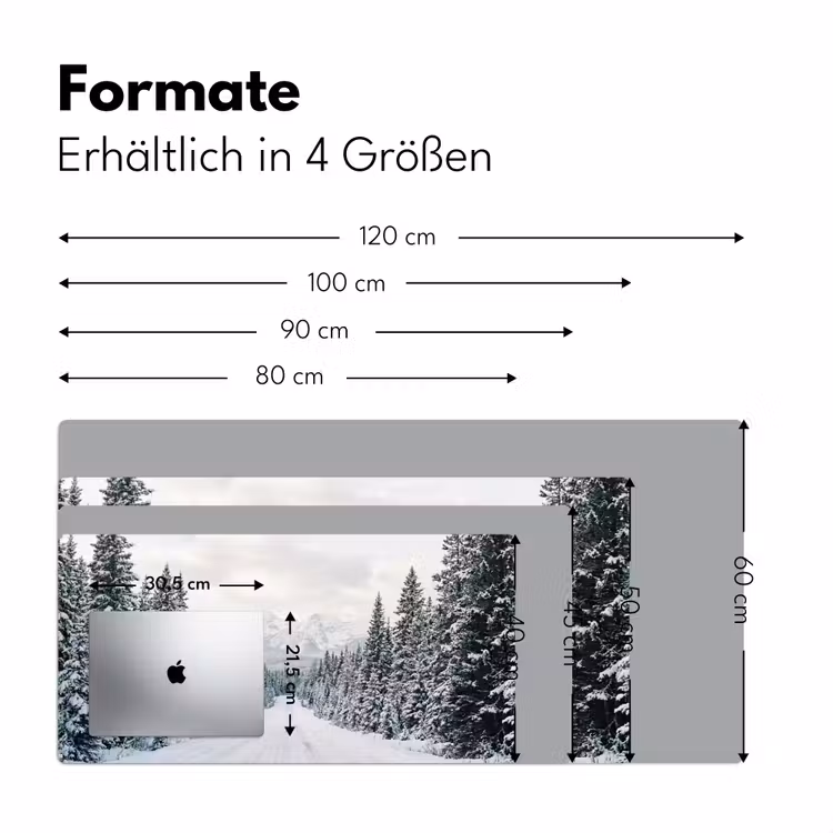 Weg - Sneeuw - Naaldbos - Winter - Avontuurlijk Muismat XXL klein -ysfeer5_duits