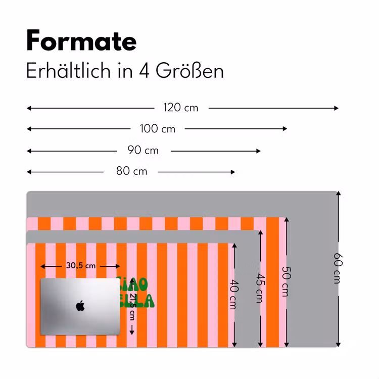 Strepen - Oranje - Verticaal - Ciao bella Muismat XXL klein -ysfeer5_duits