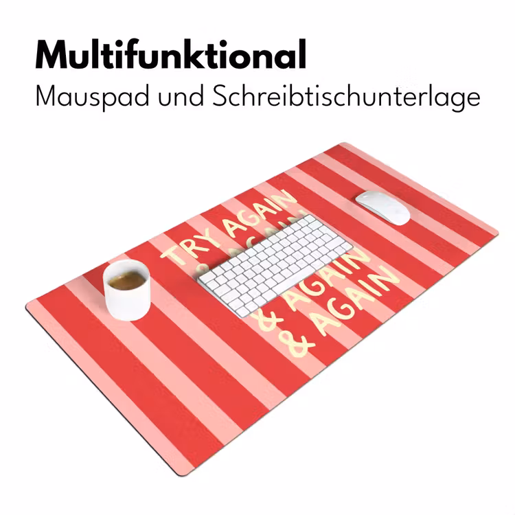 Strepen - Rood - Try again Muismat XXL klein -ysfeer4_duits