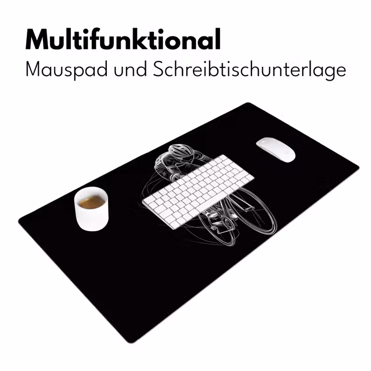 Lijntekening - Wit - Wielrennen - Snelheid Muismat XXL klein -ysfeer4_duits