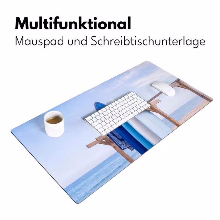 Schreibtischunterlage - Surfbrett – Strand – Sommer – Blau – Wasser - Surfplank - Strand - Zomer - Blauw - Water Muismat XXL klein