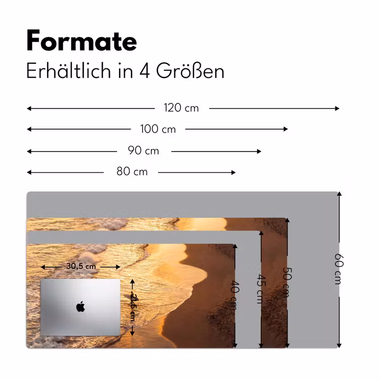 Schreibtischunterlage - Surfer – Strand – Sonnenuntergang – Ozean – Gold - Surfer - Strand - Zonsondergang - Oceaan - Goud Muismat XXL klein