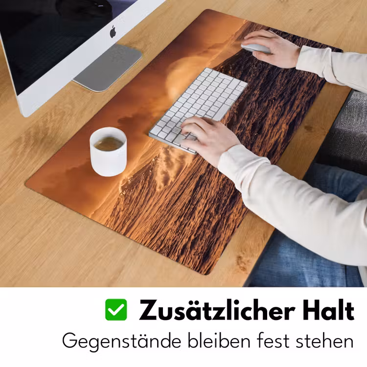 Schreibtischunterlage - Surfer – Welle – Ozean – Sport – Orange - Surfer - Golf - Oceaan - Sport - Oranje Muismat XXL klein