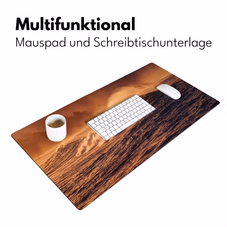 Schreibtischunterlage - Surfer – Welle – Ozean – Sport – Orange - Surfer - Golf - Oceaan - Sport - Oranje Muismat XXL klein