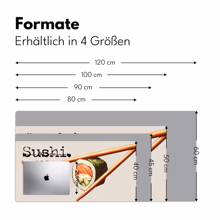 Sushi - Zalm - Rijst - Japans Muismat XXL klein -ysfeer5_duits