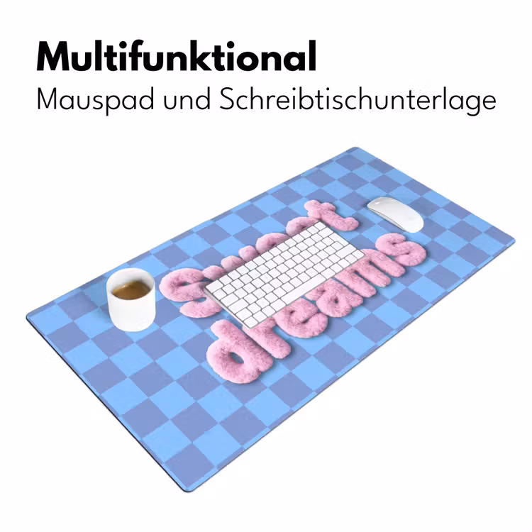 Sweet dreams - Vierkanten - Roze - Blauw Muismat XXL klein -ysfeer4_duits