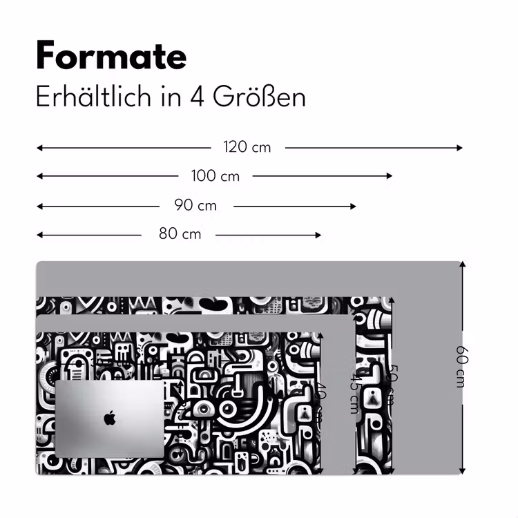 Symbolen - Abstract - Grafisch - Zwart Muismat XXL klein -ysfeer5_duits