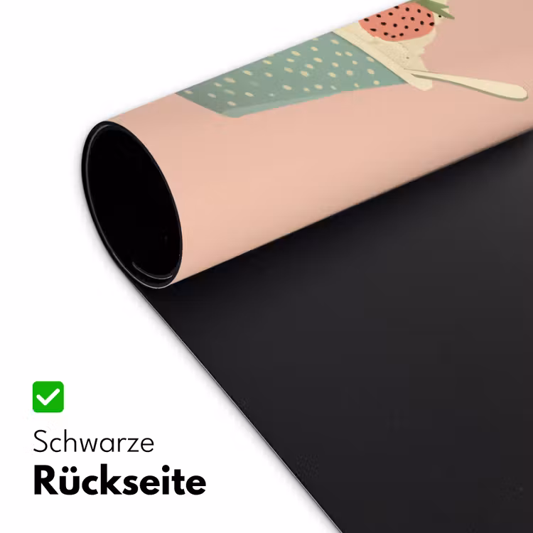 Bakje - Ijs - Aardbei - Roze Muismat XXL klein -ysfeer2_duits