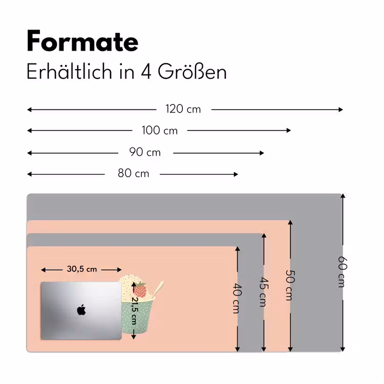 Bakje - Ijs - Aardbei - Roze Muismat XXL klein -ysfeer5_duits