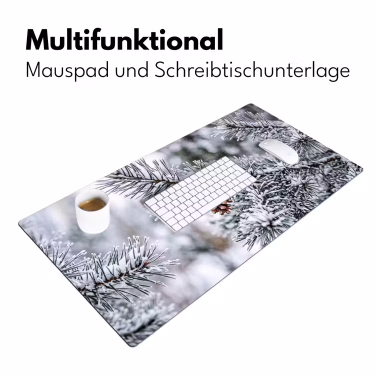 Dennenappel - Tak - Sneeuw - Winter - Sfeervol Muismat XXL klein -ysfeer4_duits