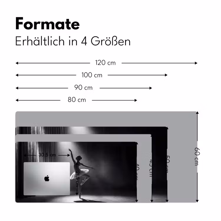 Danser - Podium - Zwart-wit - Kunst - Klassiek Muismat XXL klein -ysfeer5_duits