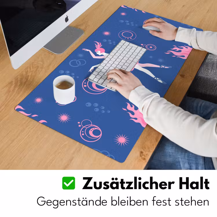 Schreibtischunterlage - Tänzerin – Flammenrock – Abstrakt – Rosa – Blau - Danseres - Vlammenrok - Abstract - Roze - Blauw Muismat XXL klein