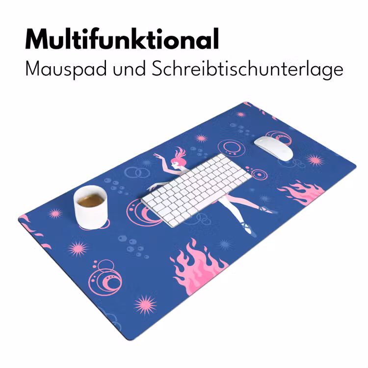 Schreibtischunterlage - Tänzerin – Flammenrock – Abstrakt – Rosa – Blau - Danseres - Vlammenrok - Abstract - Roze - Blauw Muismat XXL klein