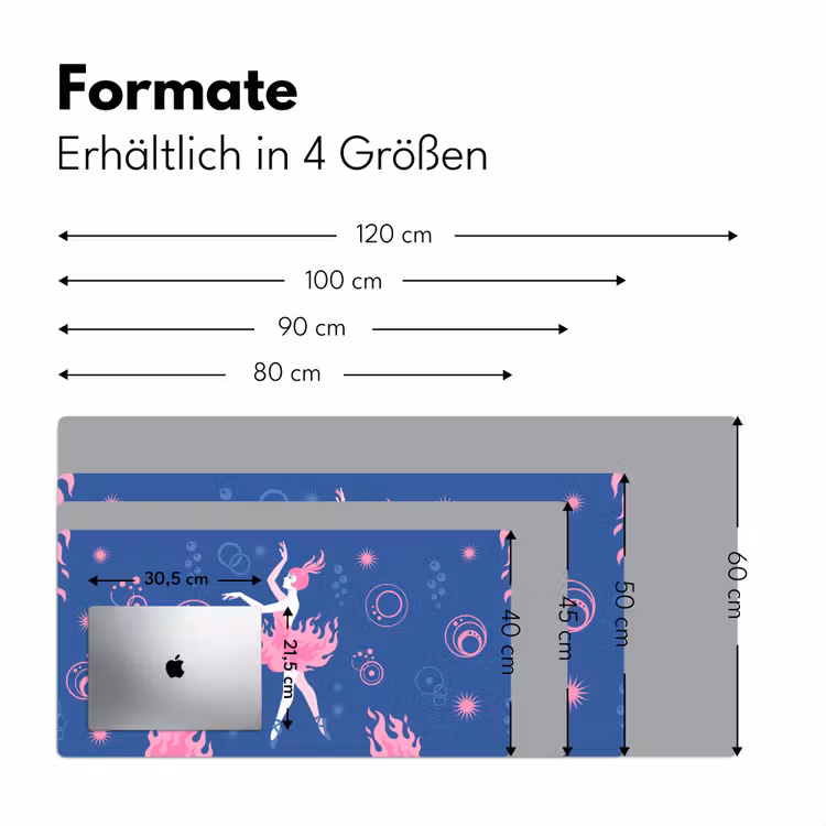 Schreibtischunterlage - Tänzerin – Flammenrock – Abstrakt – Rosa – Blau - Danseres - Vlammenrok - Abstract - Roze - Blauw Muismat XXL klein