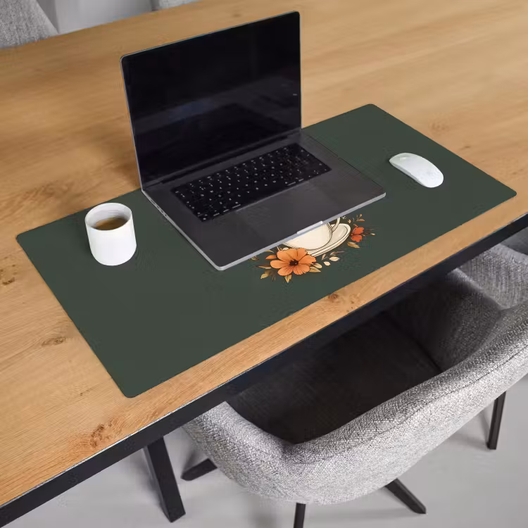 Kop - Bloemen - Groen - Koffie Muismat XXL klein -sfeer1