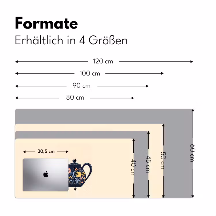 Theepot - Kleurrijk - Bloemen Muismat XXL klein -ysfeer5_duits