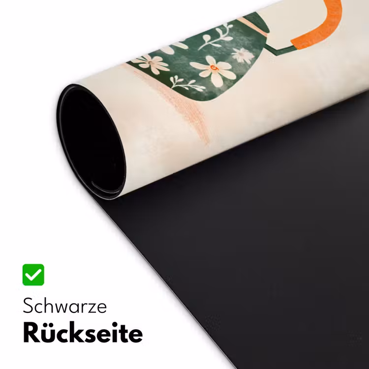 Theepot - Groen - Bloemen - Oranje Muismat XXL klein -ysfeer2_duits