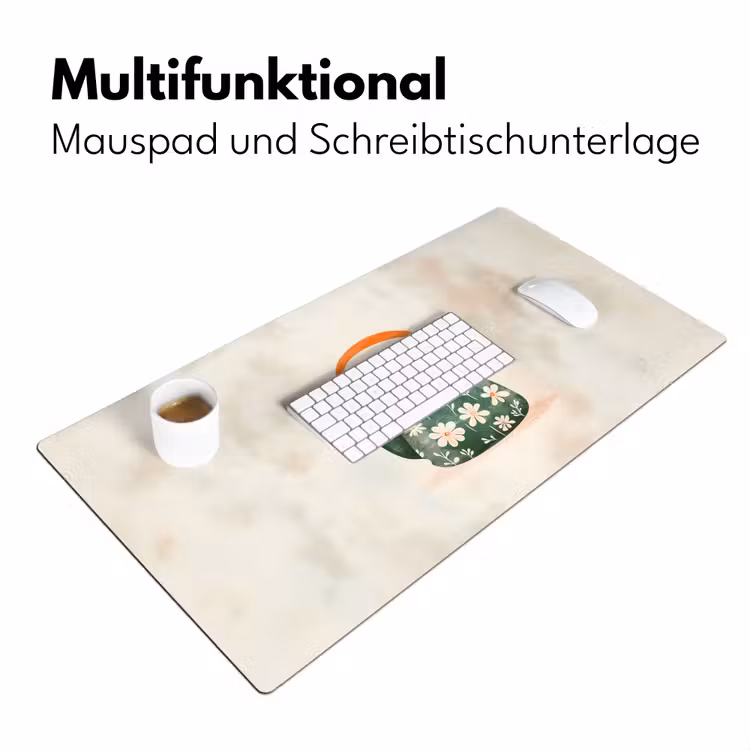 Theepot - Groen - Bloemen - Oranje Muismat XXL klein -ysfeer4_duits
